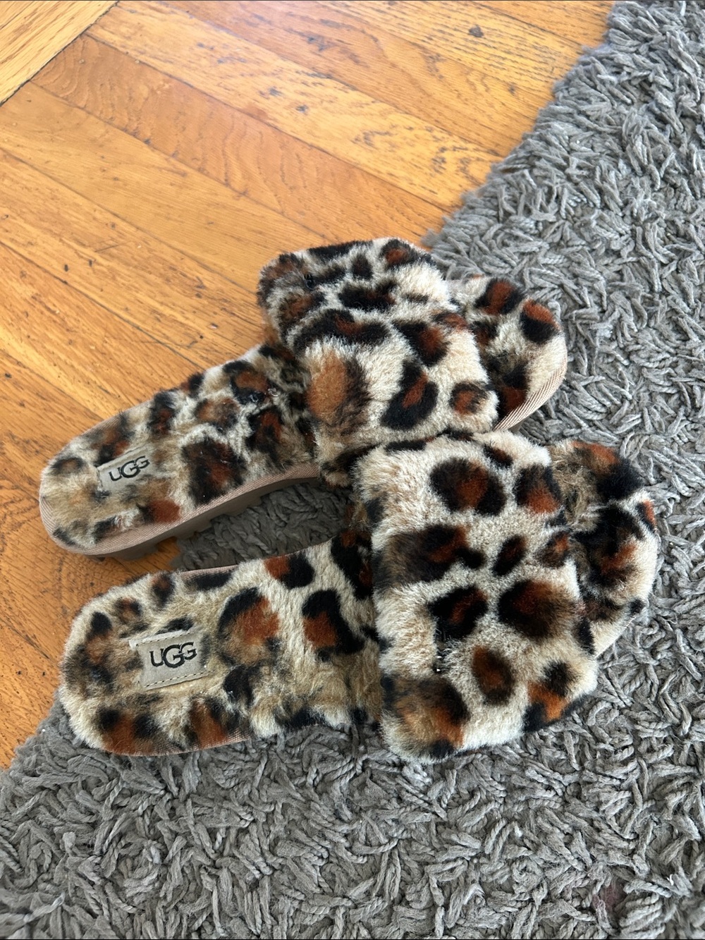 UGG Womens Cozette Cheetah Leopard Print Pattern Slippers Sandals Slides Size 6